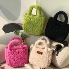 25年UGG秋冬新款羊羔毛手提包毛毛腋下包单肩斜挎毛绒手提菜篮子