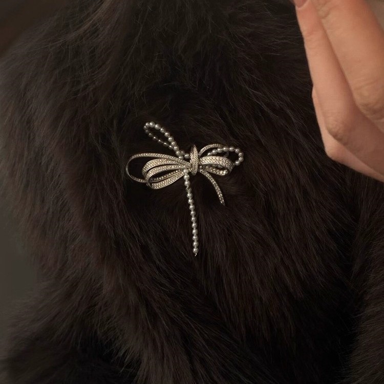 Elegante Schleifenbrosche Mit Perlen Und Strass Im Vintage Stil_voghion.com