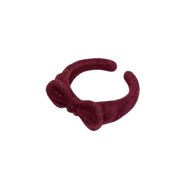 Vintage Red Bow Ring For Women, Cute Niche Style Winter Accessory_voghion.com