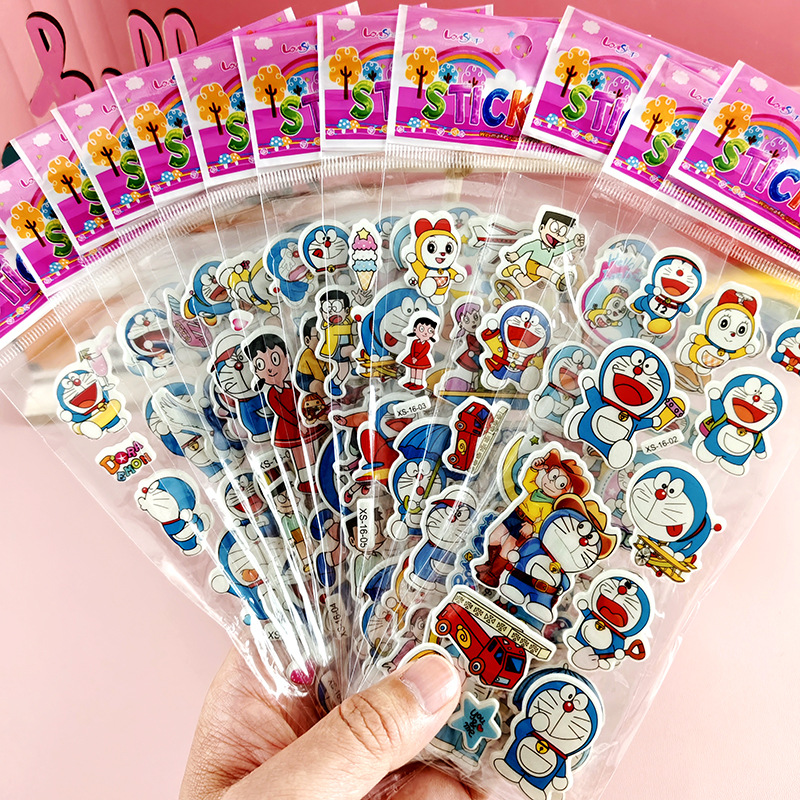 Pegatinas de burbujas de dibujos animados para niños Sanrio Kapibala Ice Animal Dinosaur Cars 3D Pegatinas estéreo