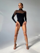 W 12755 Sexy Mesh Sleeve Jumpsuit Top �Ը���ɴ����� ��