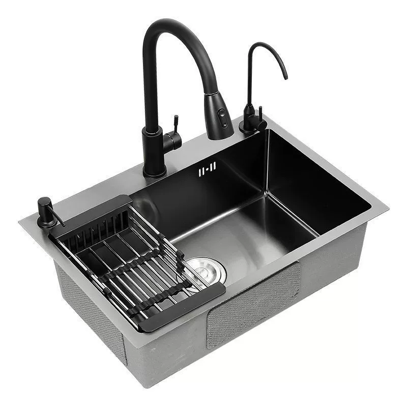 美甜好太太 Black nano sink single-slot thickened 304 stainless steel kitchen wash basin dishwashing sink basin — Чёрная нано-раковина, одинарная усиленная 304 нержавеющая сталь, кухонная мойка для посуды