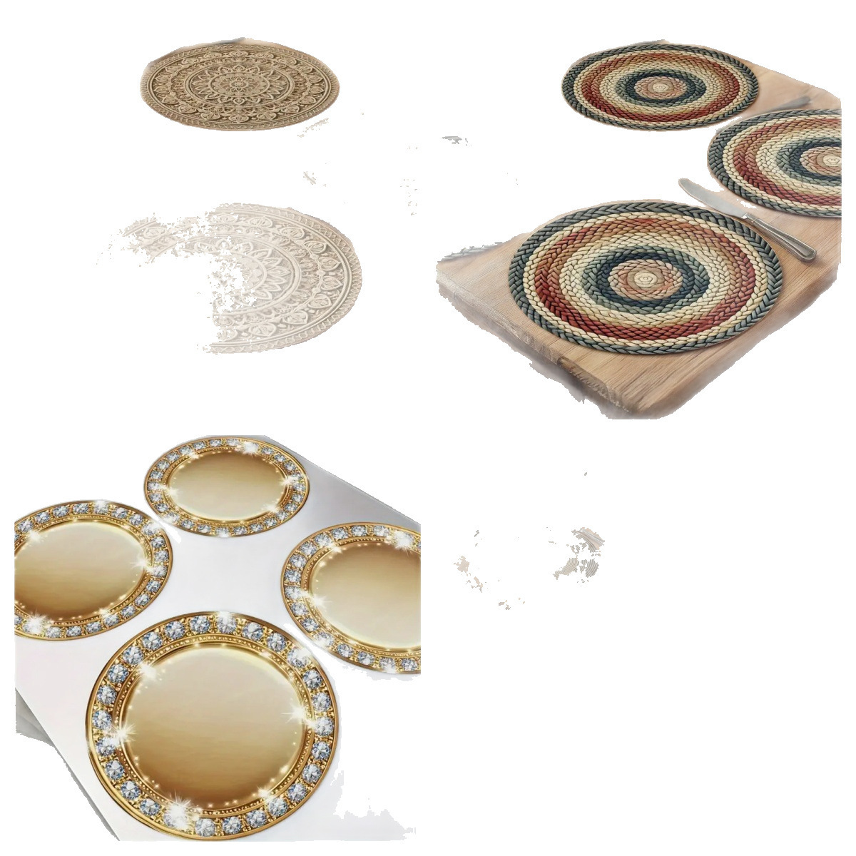 temu Hot Sale Diamante Impresión 2D Cojín de mesa redondo estilo bohemio cojín de lino para diseñar