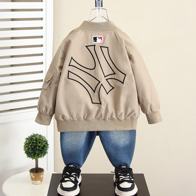 5961 chaqueta para niño 2025 primavera y otoño nuevo estilo para niños otoño estilo occidental estilo coreano uniforme de béisbol chaqueta de otoño para bebé