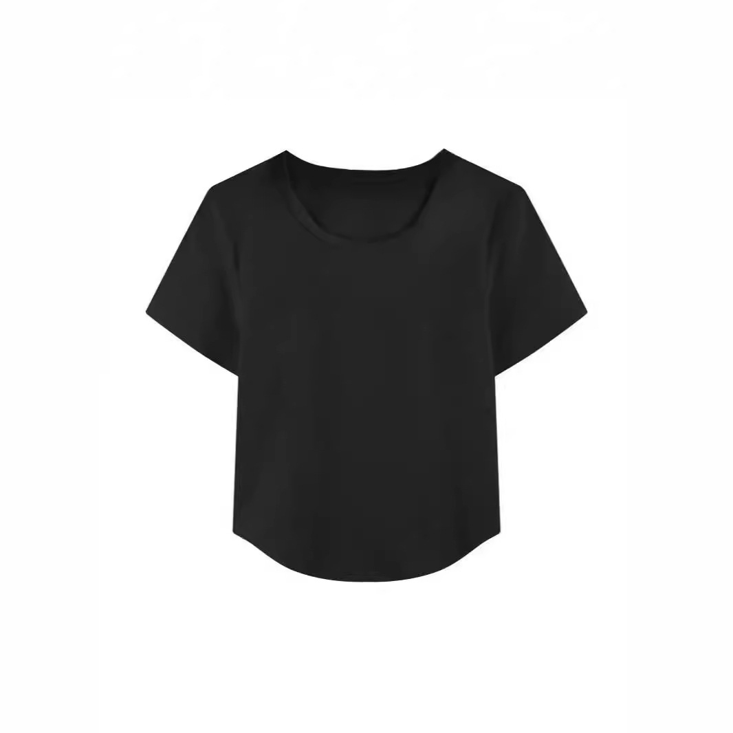 Elegant light yellow dopamine outfit slim fit short-sleeved t-shirt women's summer niche clothing 2025 new style 