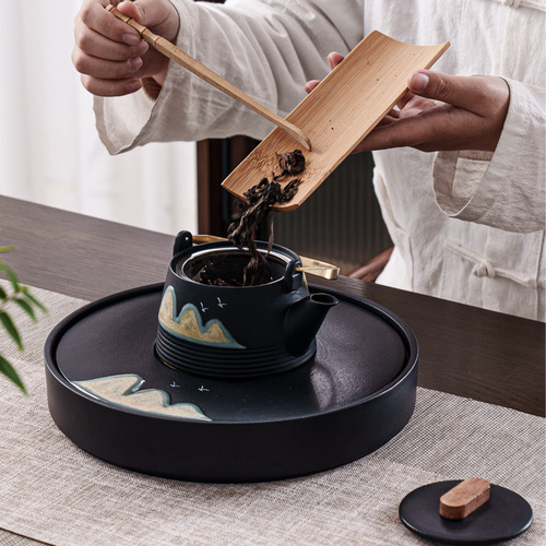 Kung Fu tea set for home simple complete set of office ceramic teapot teacup dry tea tray light luxury gift box