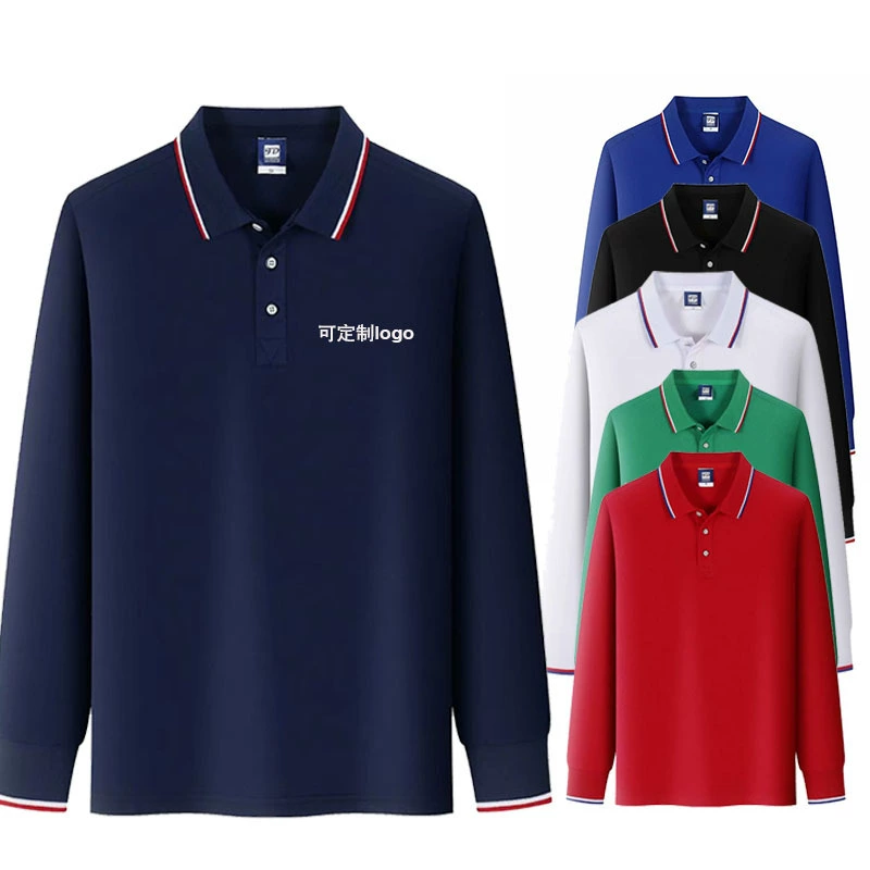 Весенние и осенние рубашки-поло с длинными рукавами, корпоративная рабочая одежда, футболки с лацканами с напечатанными логотипами, культурные рубашки для групповой рекламы.