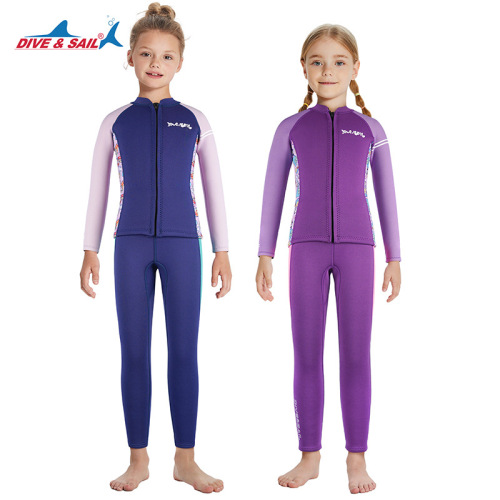 New 2.5MM children's wetsuit split long-sleeved thickened wetsuit girls training swimming cold-proof surfing suit