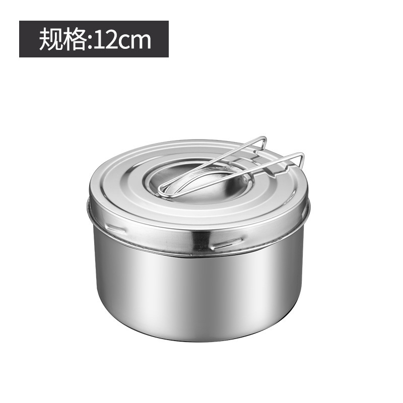 ステンレスの丸い弁当箱のネジ口を厚くして、新鮮保持収納箱を密封してキャンプします。|undefined