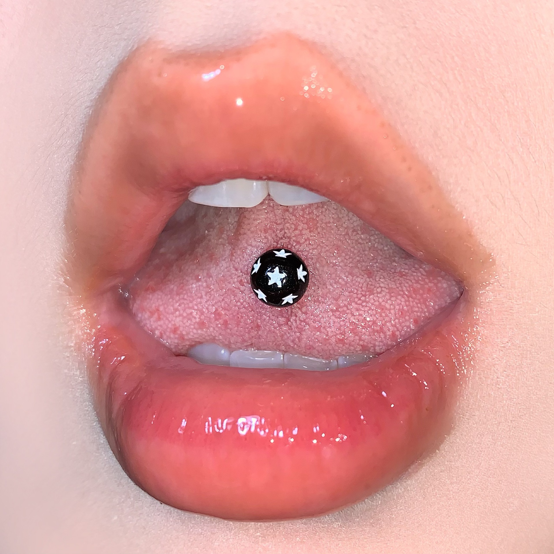 Labret stud lip piercing jewelry styling detail