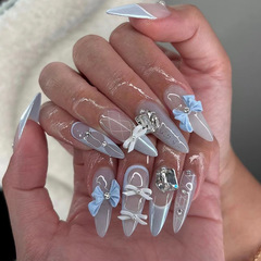 Flash Diamond Blazing Butterfly Bow French Cross-border Fashion Press-on Nails