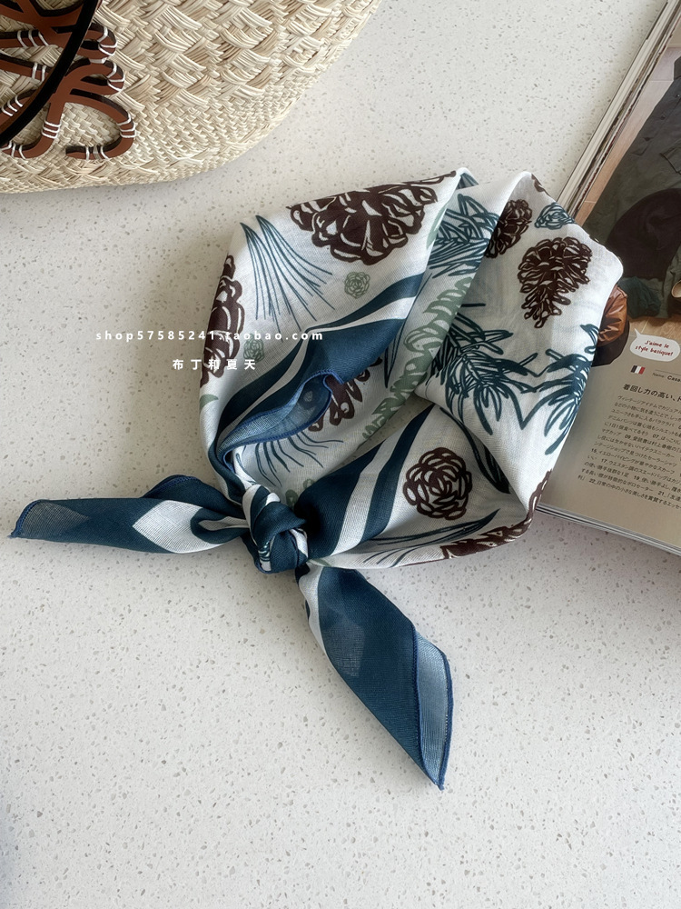 綿麻方巾合集 ~ 超多色柄砕花波点襟巾文芸森系頭巾髪帯包帯女