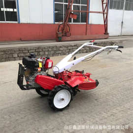 柴油192电启动四驱微耕机图片 果园除草耕地轻便省油两驱型微耕机