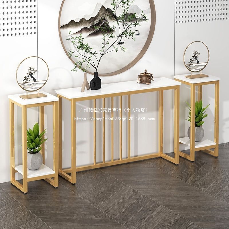 简易桌子置物架入户靠墙长条桌铁艺中式条案客厅玄关台家用玄关桌|undefined