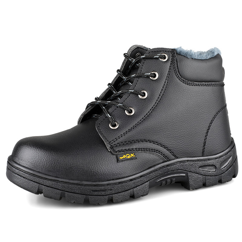 Fábrica directa al por mayor zapatos de protección laboral de cuero invierno caliente a prueba de frío de acero cabeza alta anti-golpe anti-punchada zapatos de seguridad