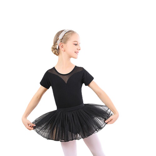 Children's dance practice clothing summer short-sleeved crotchless girl's tutu Chinese dance practice clothing exam suit