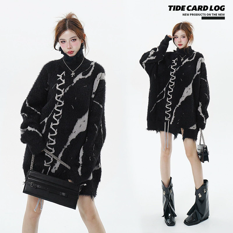 Тайд Карта Лог | осень и зима новый Diablo Break Border Design Ace of Flower Piece Piercing Speaker Sweaters