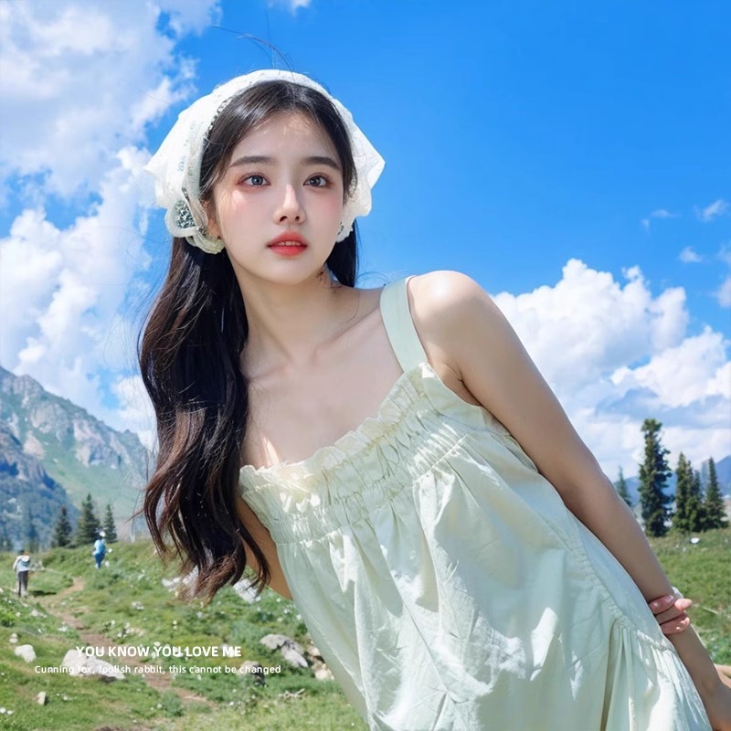 Turbante de encaje blanco para mujeres primavera y verano viajes al mar bufandas de cabello bufandas de seda para el cabello una banda de cabello tocado