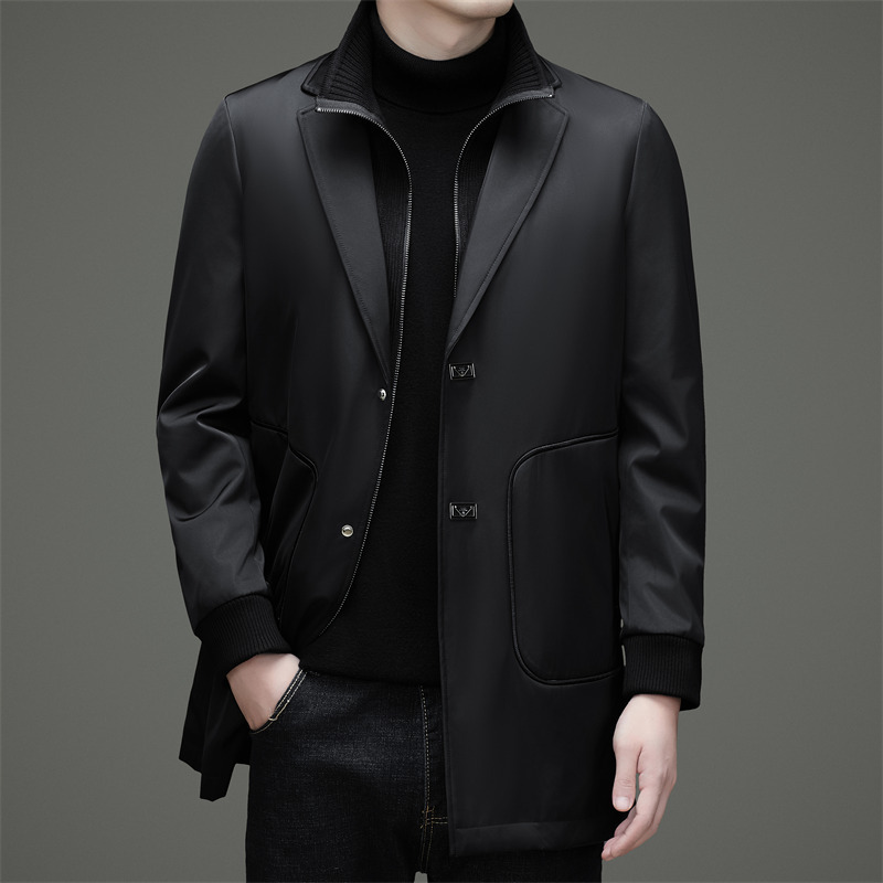 Tomiraman Classy Men's Goose down Jacket Suit Collar Mid-Length Winter Business Casual Warm Jacket for Men Tomiraman Classy Men's Goose down Jacket Suit Collar Mid-Length Winter Business Casual Warm Jacket for Men