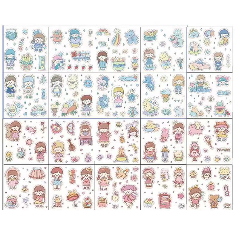 Diario pegatinas diario libro niña niños pegatinas traje Gu Ka impermeable lindo material de la historieta transparente al por mayor