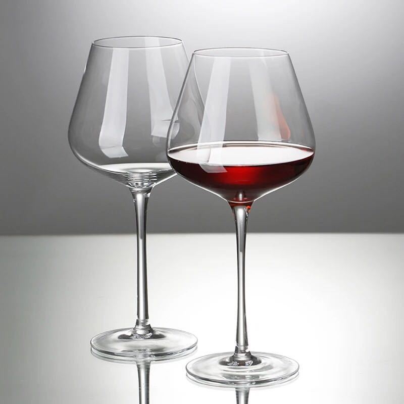 Taza hecha a mano de cristal integral, taza de vino rojo, taza de alto pie, taza de vino rojo de gran vientre especial para bodegas