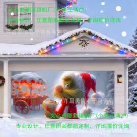 源头工厂热卖圣诞老人圣诞节车库门横幅摄影道具背景布挂