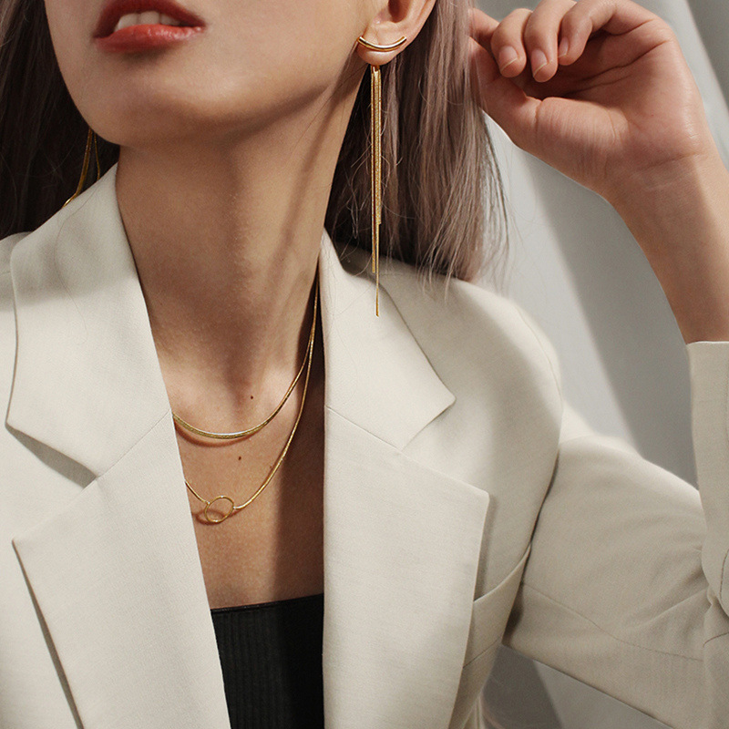 Shopping Occasion Metal Material 1 Pair Fashion Tassel Metal Plating Women's Drop Earrings