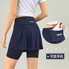 スポーツ速乾五分ズボンスカート女性バドミントン服テニスポケットスカートヨガフィットネスランニングパンツ半身スカート