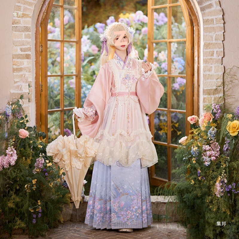 Sugar Garden Original Design Hanfu Pipa Sleeve Han-Yang Eclectic Mamian Skirt Set 2024 New Model