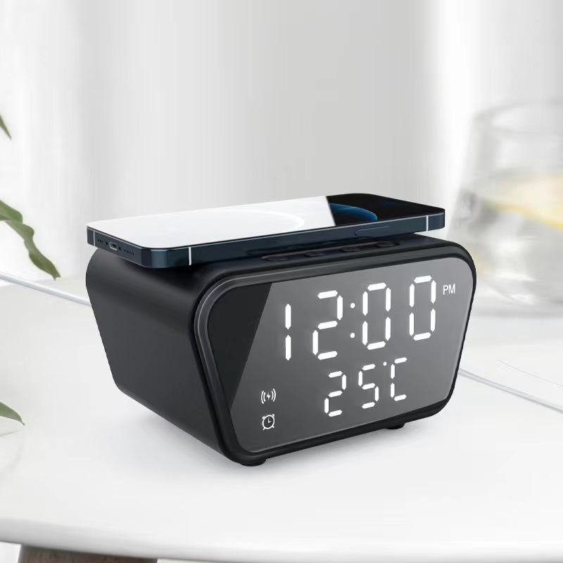 Comercio electrónico, reloj de venta caliente, Banco de energía inalámbrico, cargador de teléfono móvil, pequeño regalo creativo, pantalla digital de temperatura, carga de flash