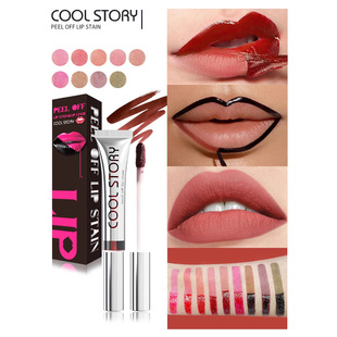 Coolstory Peel-Off Lip Glaze Matte Non-Stick Cup Peelable Lip Liner Lipstick Long-Lasting Color Lip Gloss Cross-Border