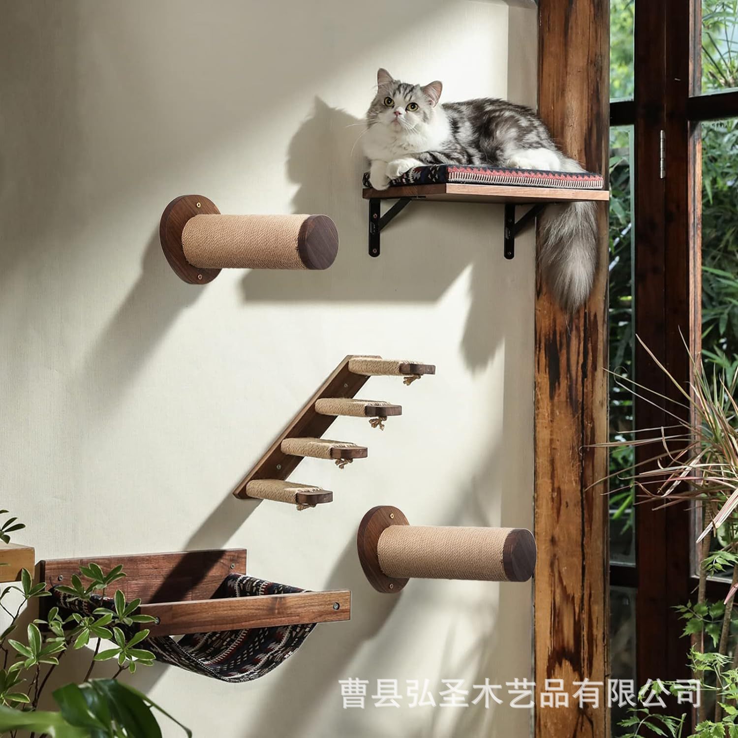 Marco de escalada de madera para gatos, pared colgante, escalera para gatos, cuerda de sisal, columna de agarre para gatos, escalera de escalada, columna de agarre para gatos, juguete para gatos