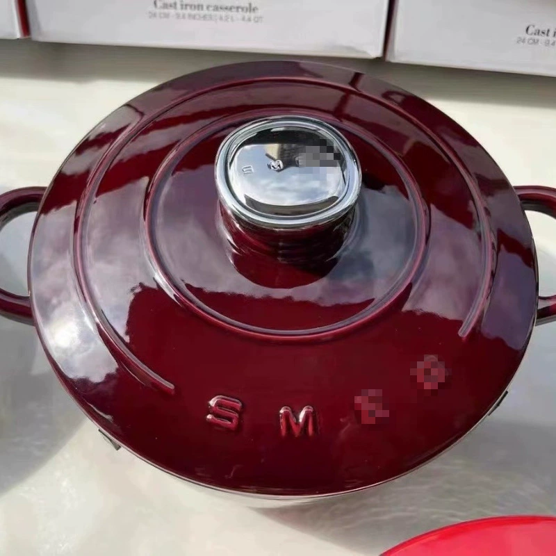 Factory direct sales SMEG enamel pot 24cm double-ear cast iron pot thickened non-stick pot induction cooker stew pot