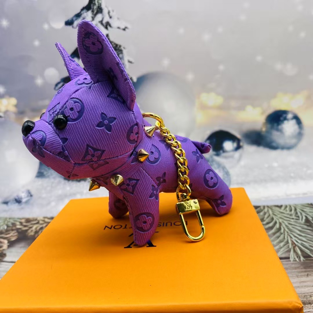 Bolsos de burro al por mayor cachorro red de cuero viejas flores dibujos animados pequeños par adornos de llaves de automóviles lindos