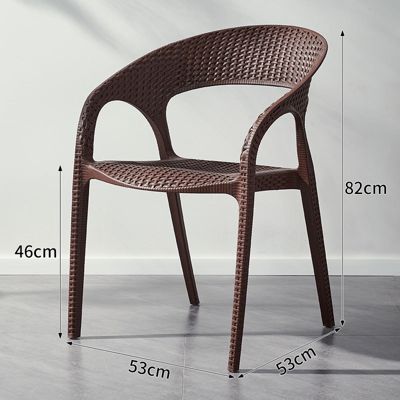 Silla de plástico de caña silla de comedor casual al aire libre simple respaldo impermeable a prueba de agua silla de plástico al aire libre