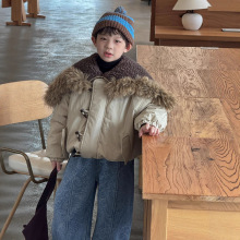 蓝钰25秋冬新品韩国童装中小童男童加厚大毛领两穿棉服派克外套