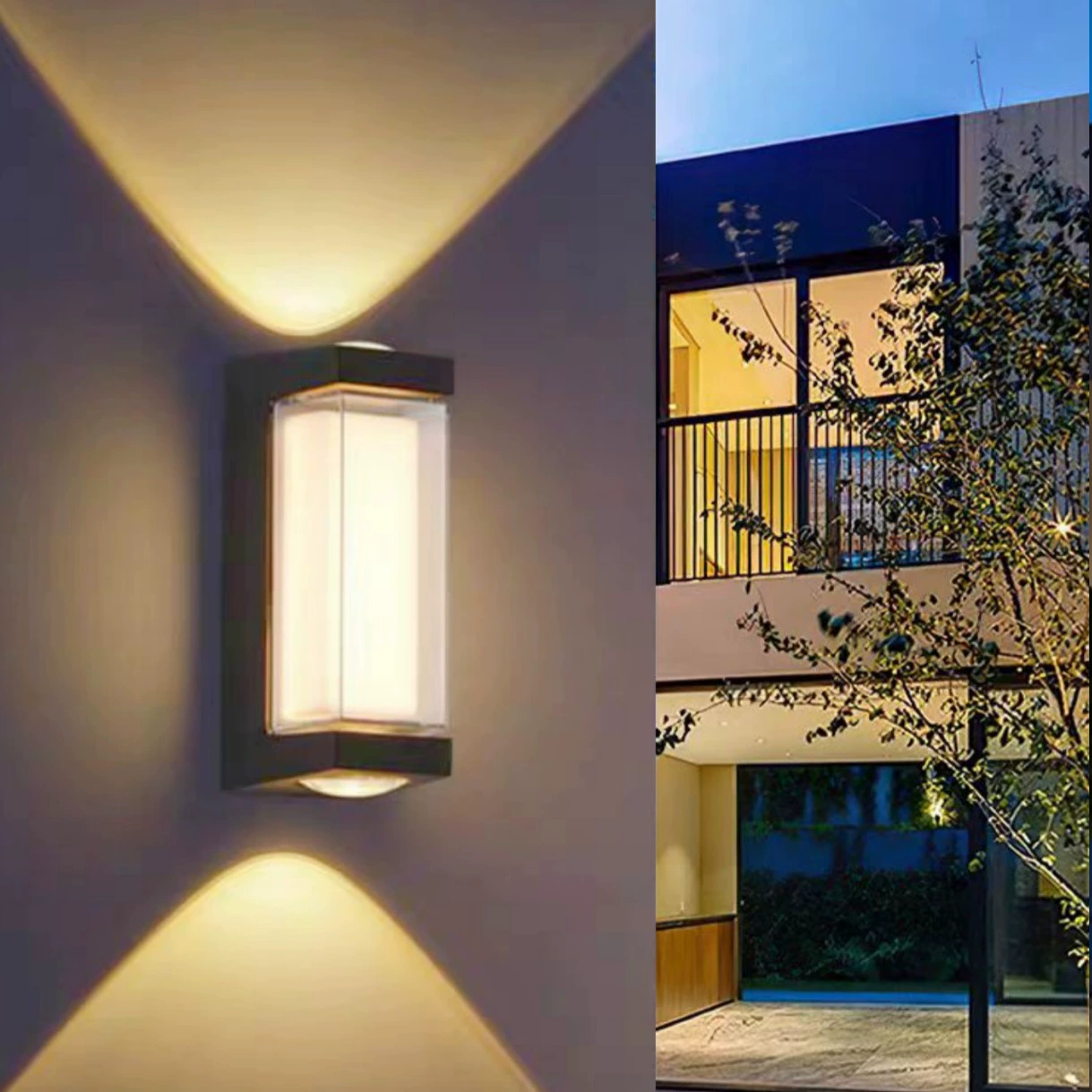 Светодиодный водонепроницаемый двухслойный ПК настенный светильник открытый крытый сверху вниз Одноголовый минималистский сад Отель балкон ворота сад