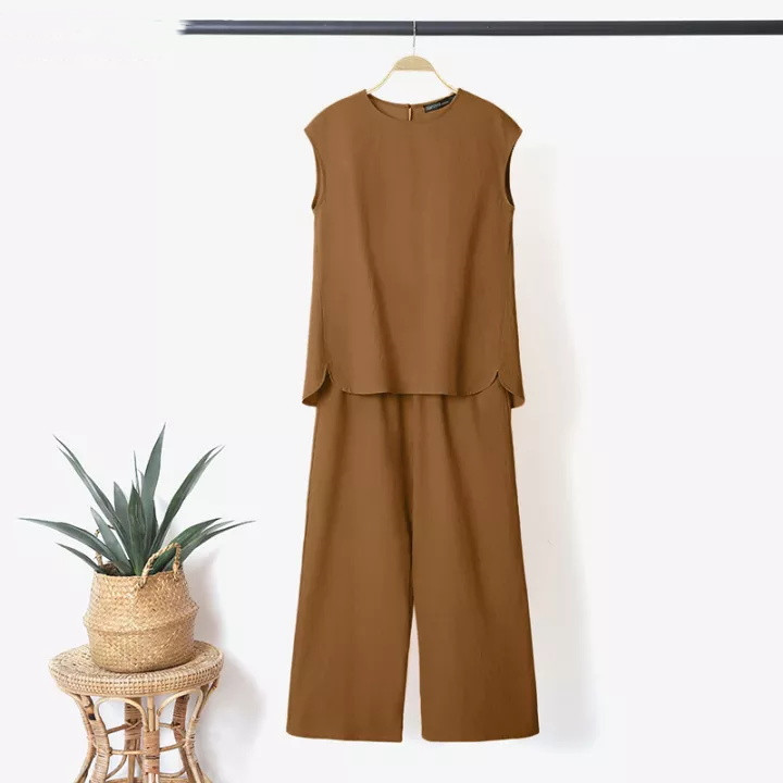 Casual Daily Women's Basic Simple Style Solid Color Cotton Cotton And Linen Leisure Suit Pant Co-ord Set Pants Sets display picture 6