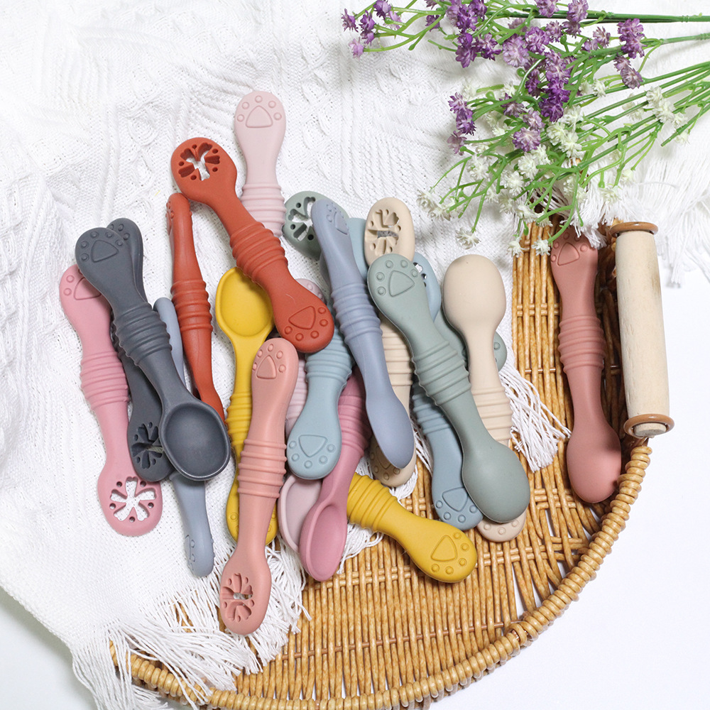 Solid Color Pattern Casual Style Casual Solid Color Silica Gel Spoon 2 Pieces Set