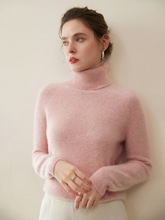 七针双股加厚高领100%山羊绒衫女宽松插肩翻领套头2025冬羊绒毛衣