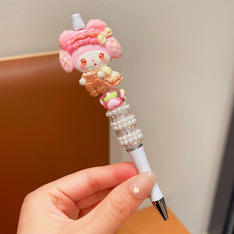 Bolígrafo de góner Sanrio, útiles escolares de dibujos animados para niños, linda niña, linda y brillante, bolígrafo con cuentas de diamantes de imitación