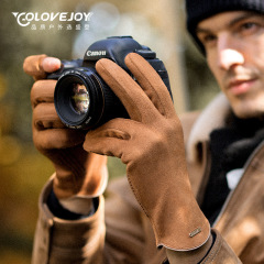 Winter warm gloves for men's travel and cycling, suede palms, anti-slip, thickened and velvet, windproof and heat storage, cross-border foreign trade