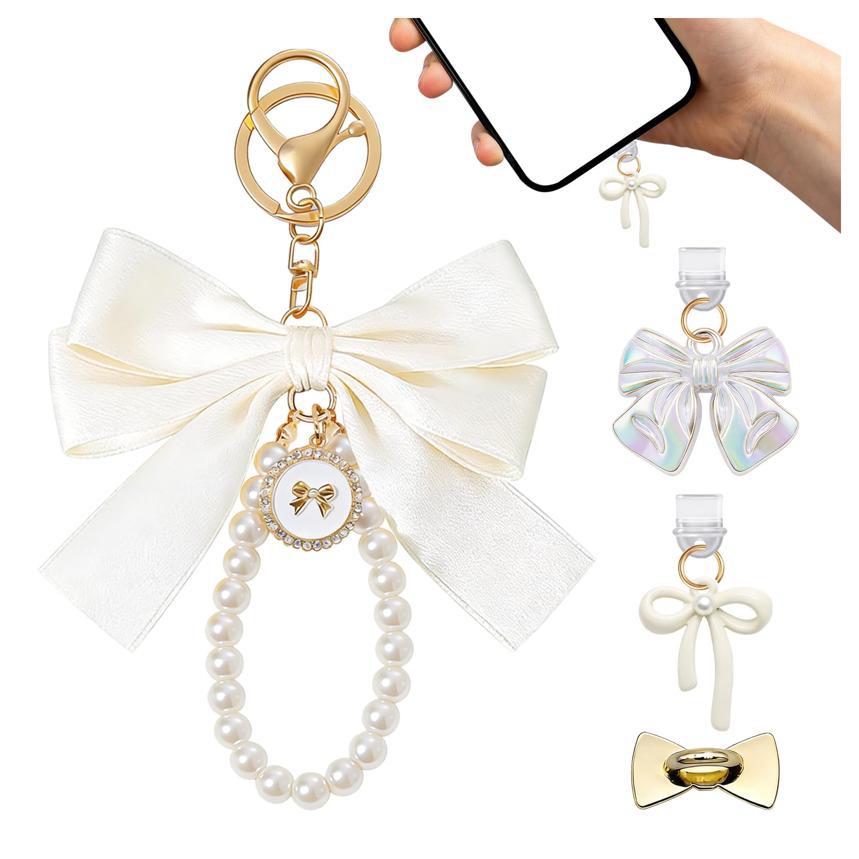 The dust plug hanging chain set includes a cute bow decoration with…
