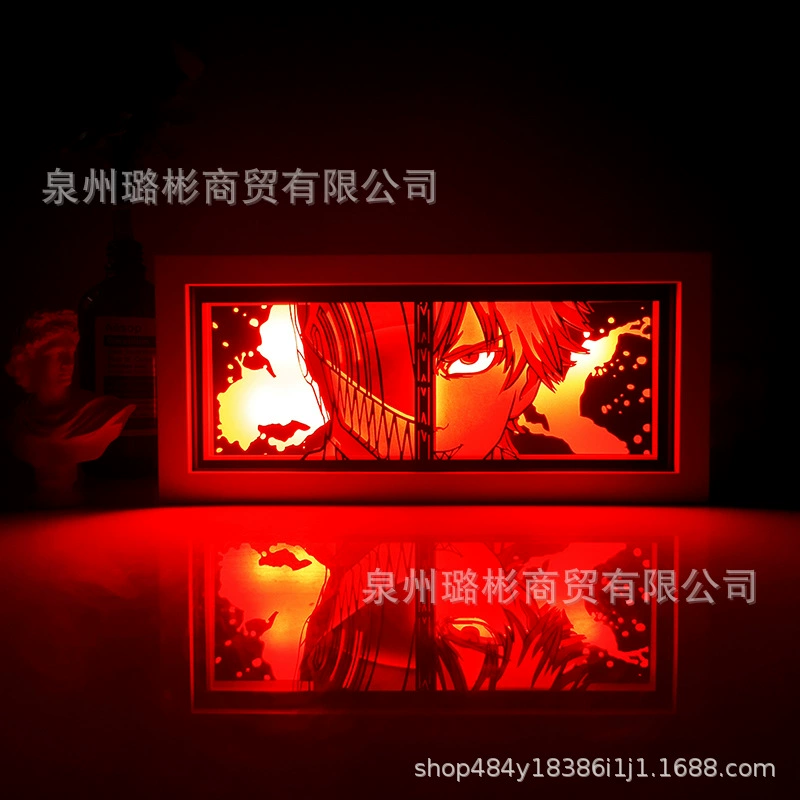 Бумажный резной светильник One Piece Luffy, деревянная рамка, настольный ночник, монохром/ RGB