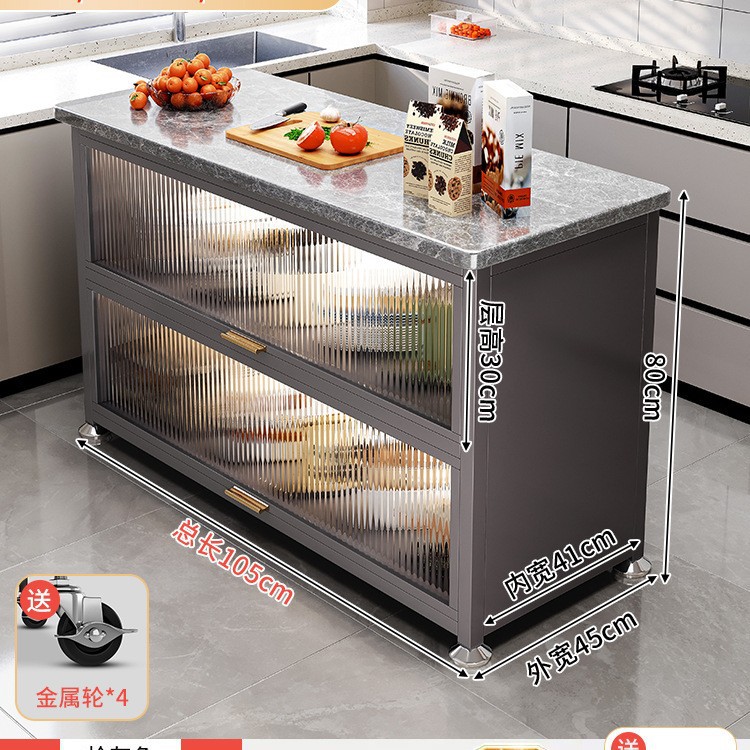 Estante de cocina de pizarra de roca, gabinete de almacenamiento de horno microondas multifuncional de piso, encimera, mesa de corte de verduras, mesa de preparación, armario lateral