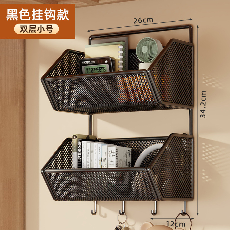 宿舍免打孔墙上置物架学生寝室双层挂架床头收纳架衣柜侧面收纳筐|undefined