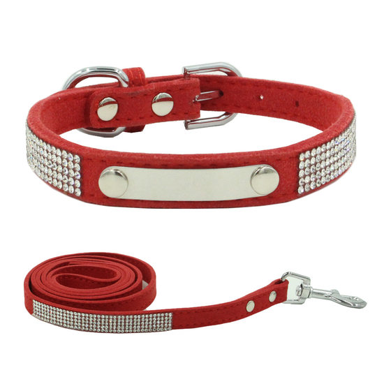 Cross-border hot drilling pet collar stainless steel lettering dog collar small and medium leather pet leash manufacturers wholesale