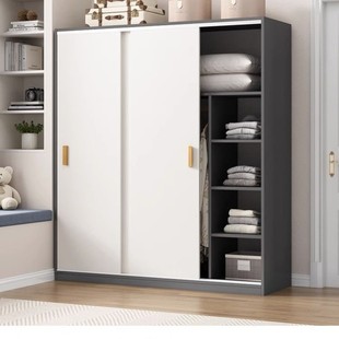 Ge Yi Children's Wardrobe for Home Use in Small Apartments, Simple Assembly Storage Wardrobe with Sliding Doors for Rental Houses