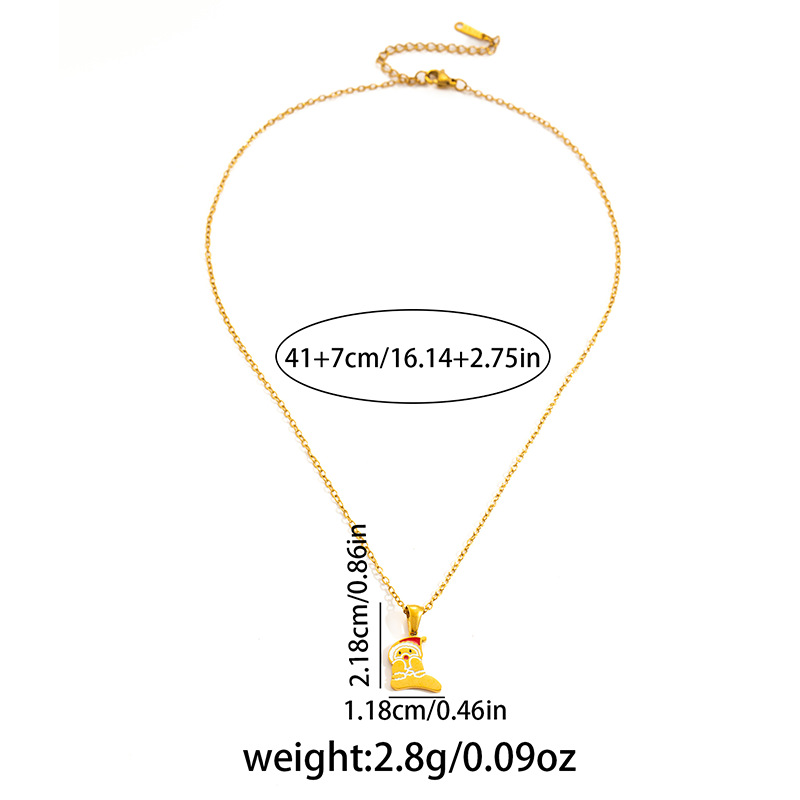 7g Weight 0.03µm Gold Plating Thickness Electroplated Gold Plating Process Golden Plated Plating Material 201 Stainless Steel Pendant Material Pendant Necklace Classification 201 Stainless Steel Chain Material cable chain Chain Type 1 Piece Quantity Holiday, Daily Occasion 201 Stainless Steel Material Santa Claus, Number Pattern Women's Gender Cute Style Plating Craft Fashionable Stainless Steel Christmas Necklace For Women 26 Small Letter Pendants Versatile Minimalist Choker Trendy Accessory 34