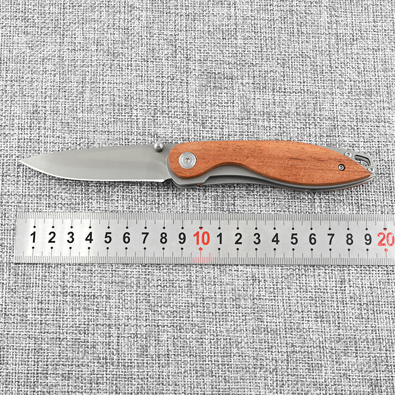 高硬度多功能户外折叠刀沙比利木柄折刀户外随身刀礼品刀水果刀